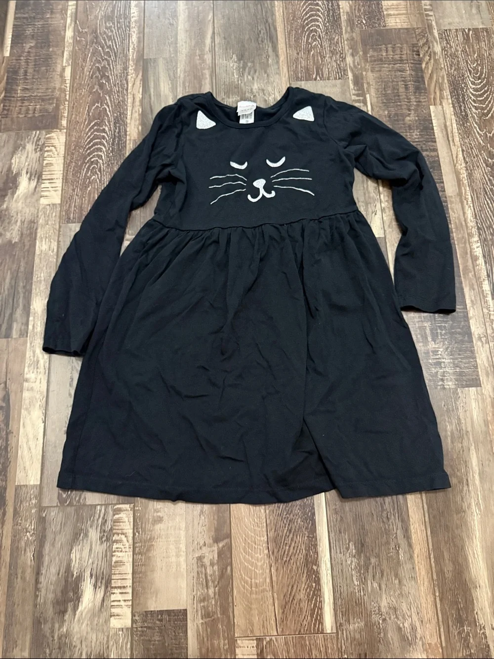 Hanna Andersson Black Long-Sleeve Cat Face Dress
